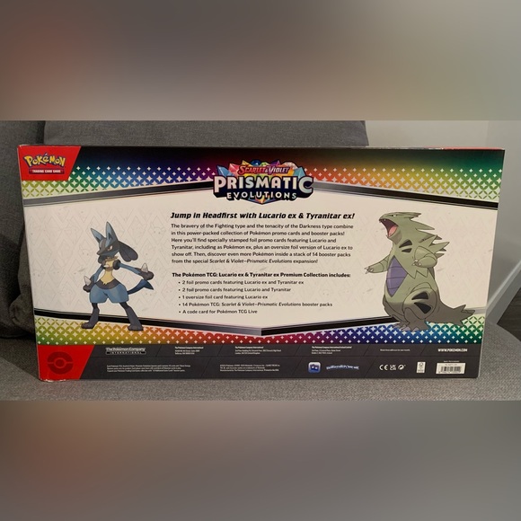 Pokémon TCG Prismatic Evolutions Lucario EX and Tyranitar Premium Collection NEW - Picture 2 of 7